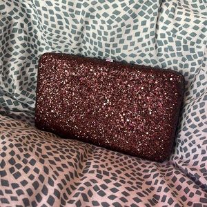 Burgundy glitter clutch
